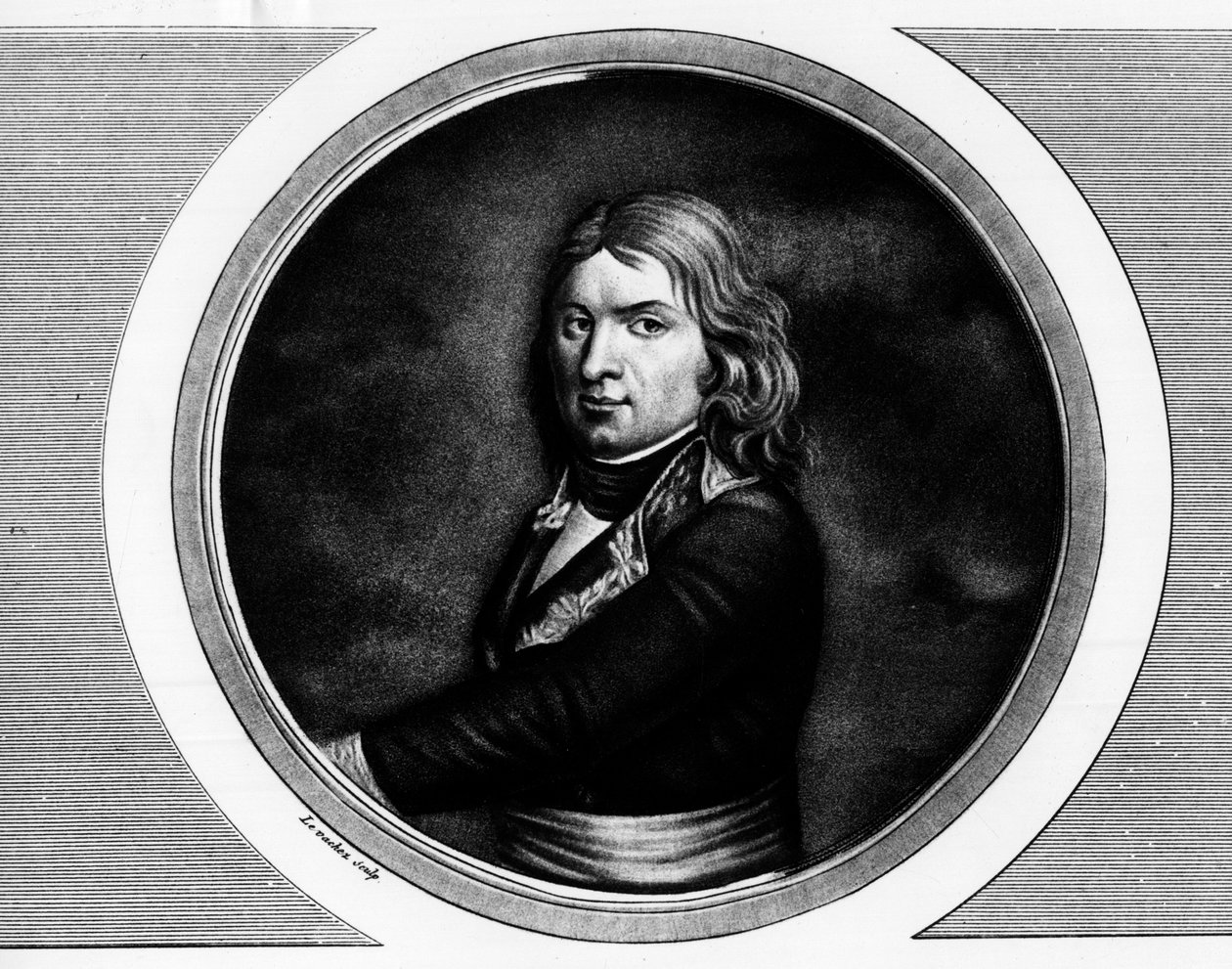 フランスの将軍、ジャン・エティエンヌ・シャンポネ（1762-1800）の肖像。フランス革命の歴史的絵画全集（全3巻）」に掲載された版画。1804. 作： 無名の画家