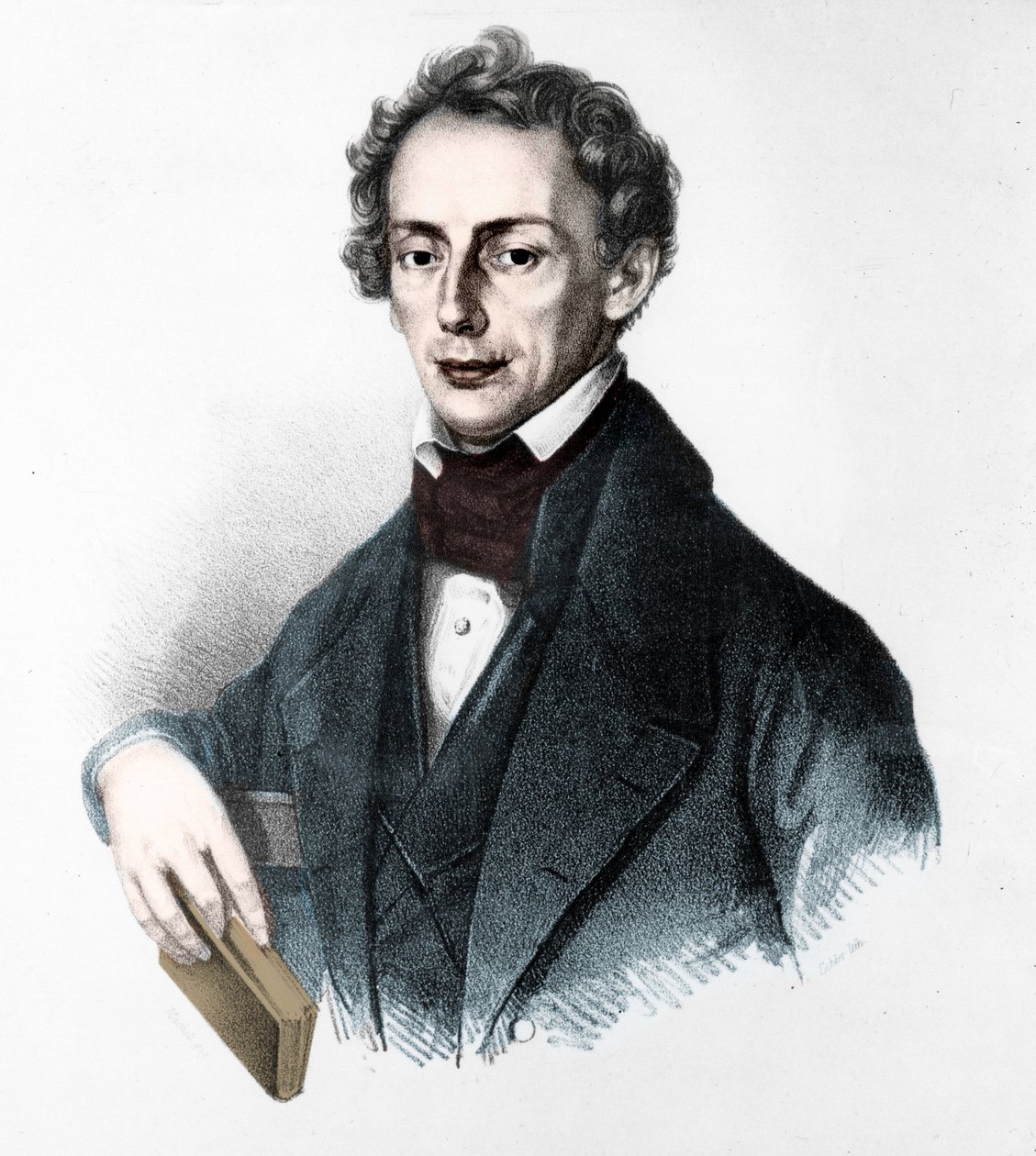 ヨハン・クリスチャン・ドップラー（1803-1853）の肖像。オーストリアの物理学者。19世紀の彫像。 作： 無名の画家