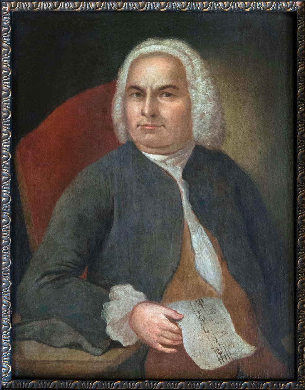 ヨハン・セバスチャン・バッハの肖像 - Johann Emanuel Goebel (1720-1759)。カンバスに油彩、1754年以前バッハハウス・アイゼナハ 作： 無名の画家