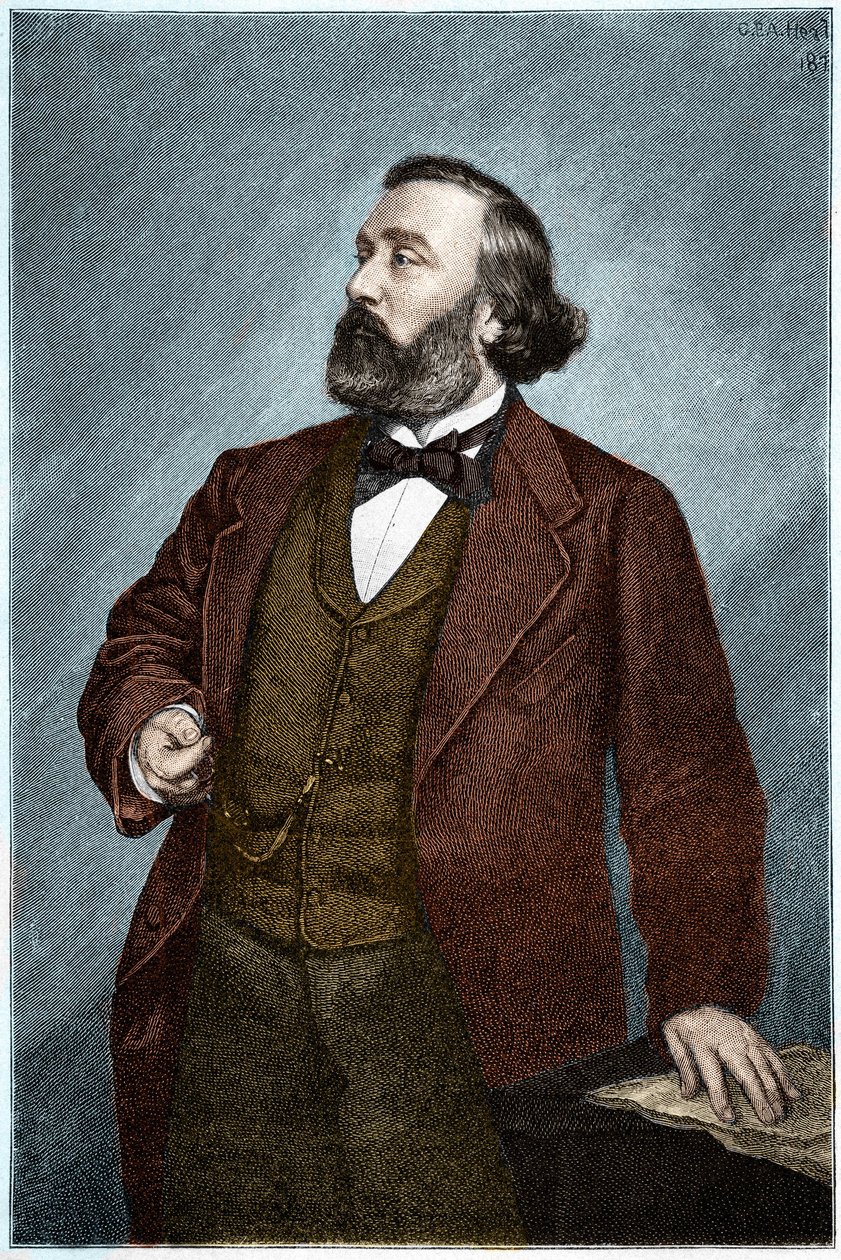 フランスの政治家、レオン・ガンベッタ（1838-1882）の肖像。 作： 無名の画家