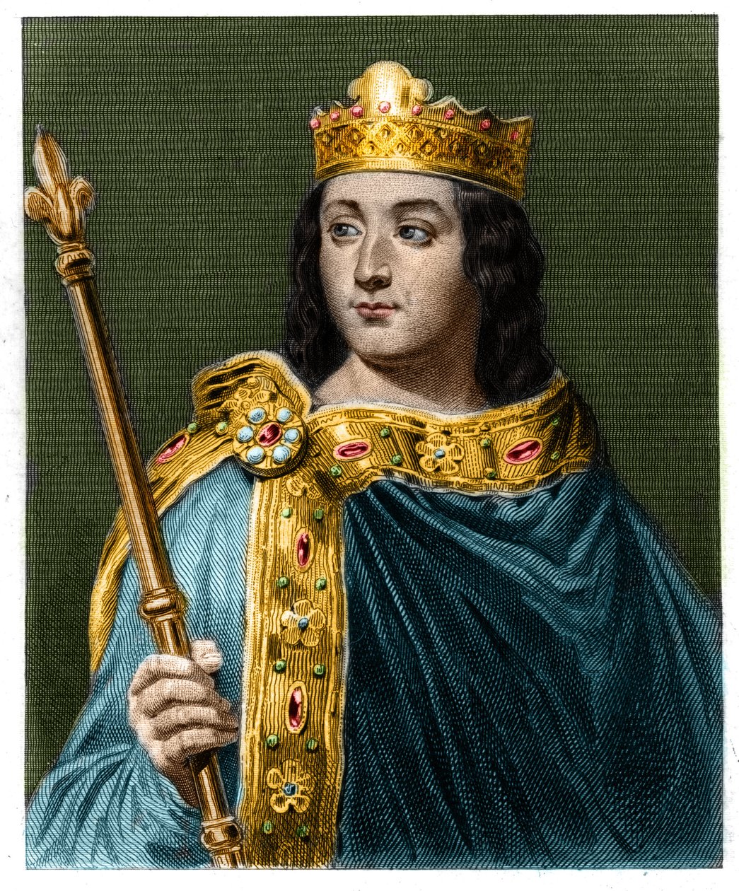 フランス王ルイ5世怠惰王（967-987年）の肖像 - ラヴァレ『フランス人