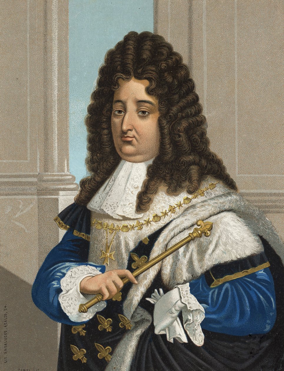 フランス王ルイ14世（1638 - 1715）の肖像。バルセロナ 1877年 作： 無名の画家
