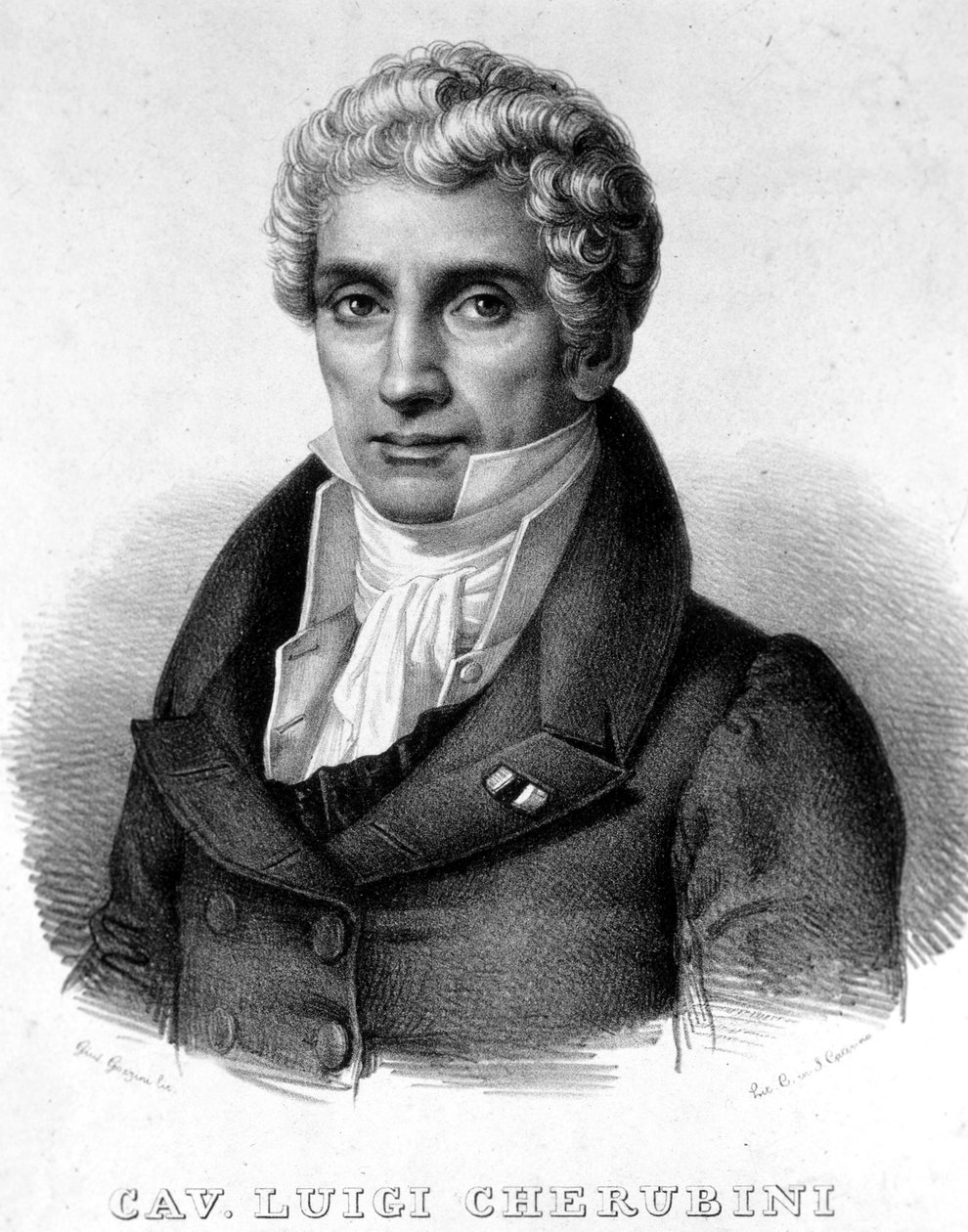 イタリアの作曲家、ルイジ・ケルビーニ（1760-1842）の肖像。 作： 無名の画家