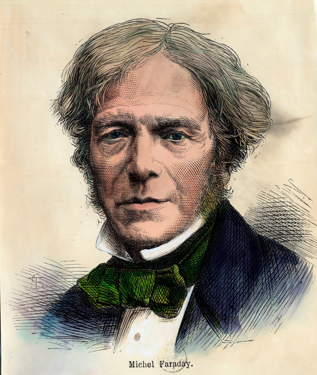ミシェル・ファラデー（1791 - 1867）の肖像。19世紀のエングレーヴィング。個人蔵。 作： 無名の画家