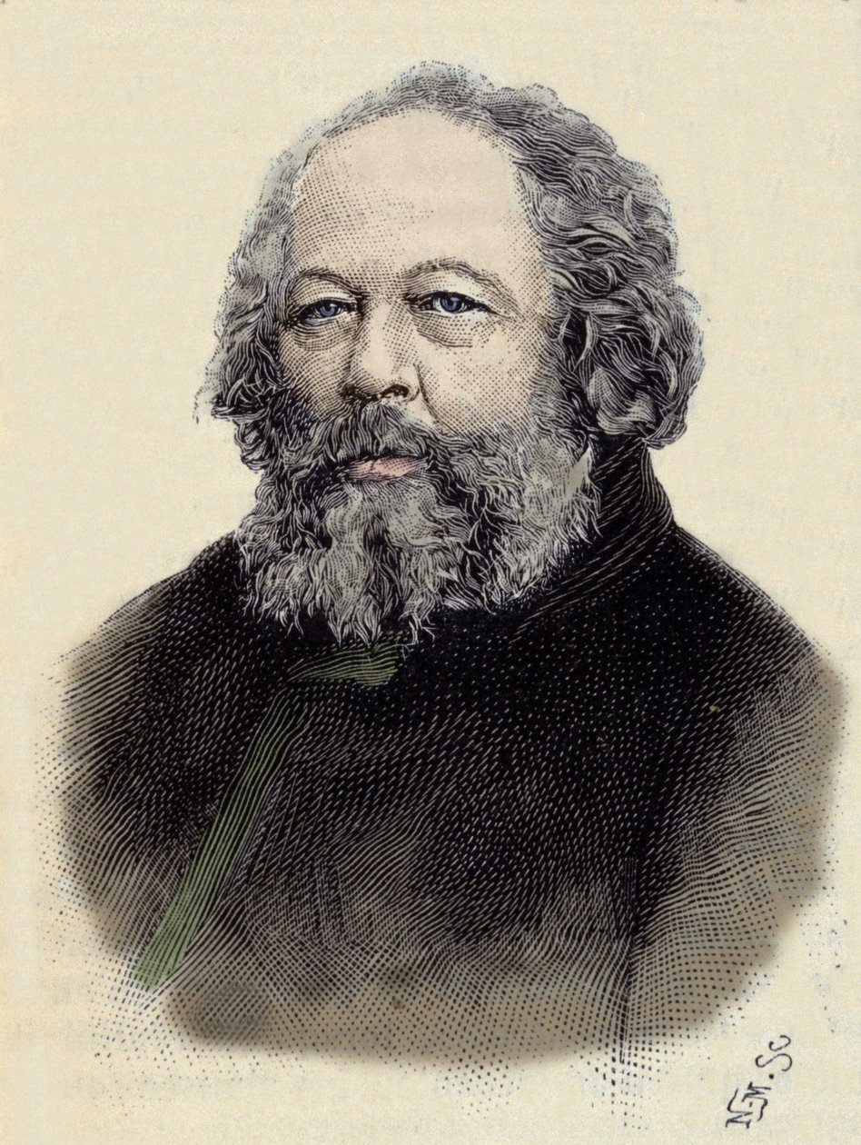 ロシアの無政府主義者、ミハイル・アレクサンドロヴィチ・バクーニン（Bakunin）（1814-1876）の肖像。 作： 無名の画家