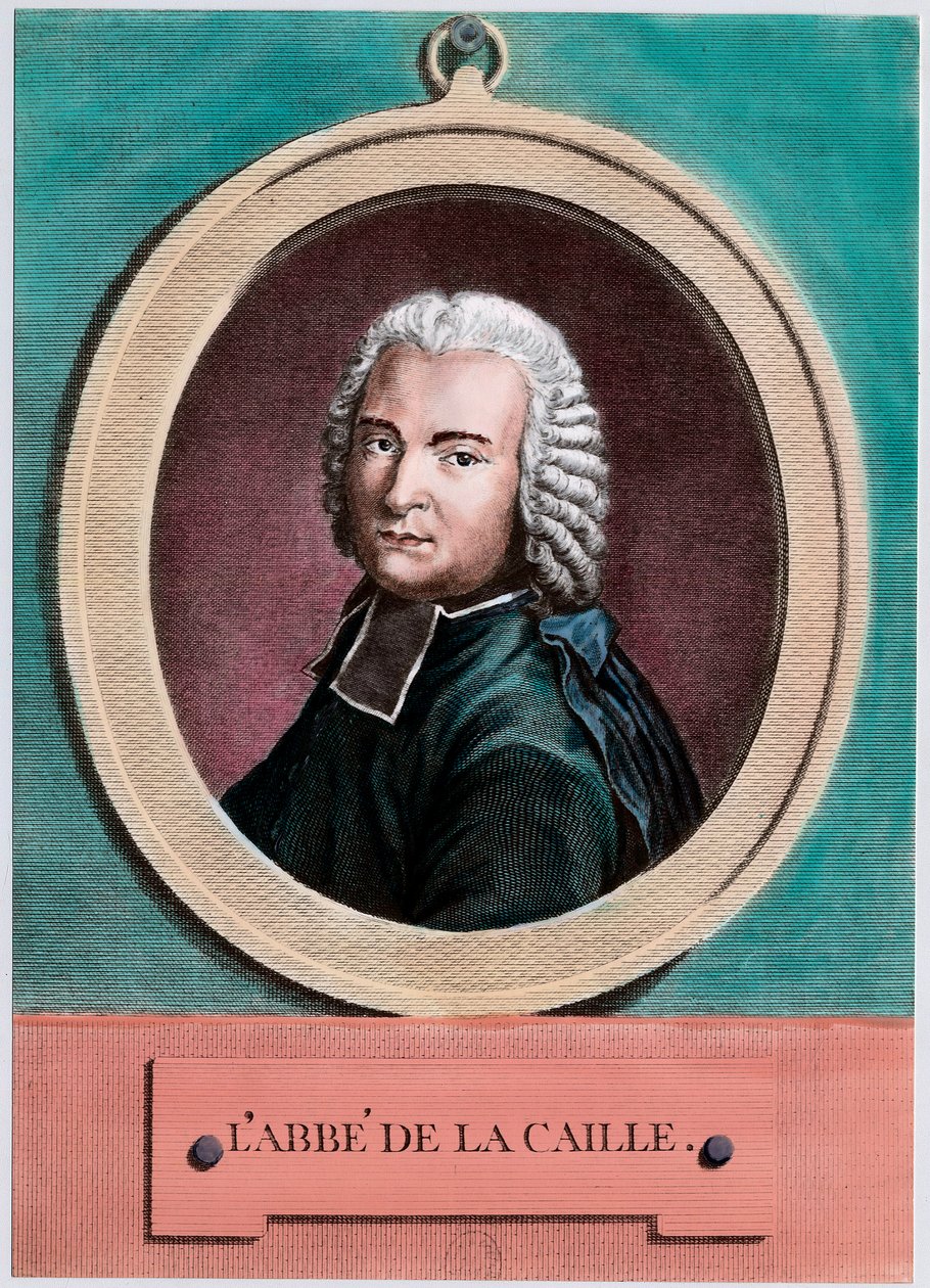 フランスの天文学者Nicolas Louis de Lacaille (1713 - 1762)の肖像。18世紀のエングレーヴィング。個人蔵。 作： 無名の画家