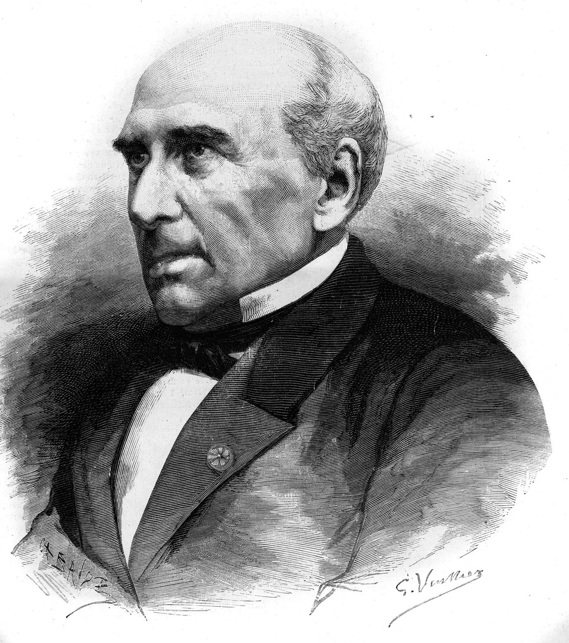 ピエール・ギヨーム・フレデリック・ル・プレイ（Pierre-Guillaume-Frederic）（1806-1882）は、フランスのエンジニア、社会学者である。1882年4月8日付「Le Monde Illustré」1306号に掲載された版画。 作： 無名の画家