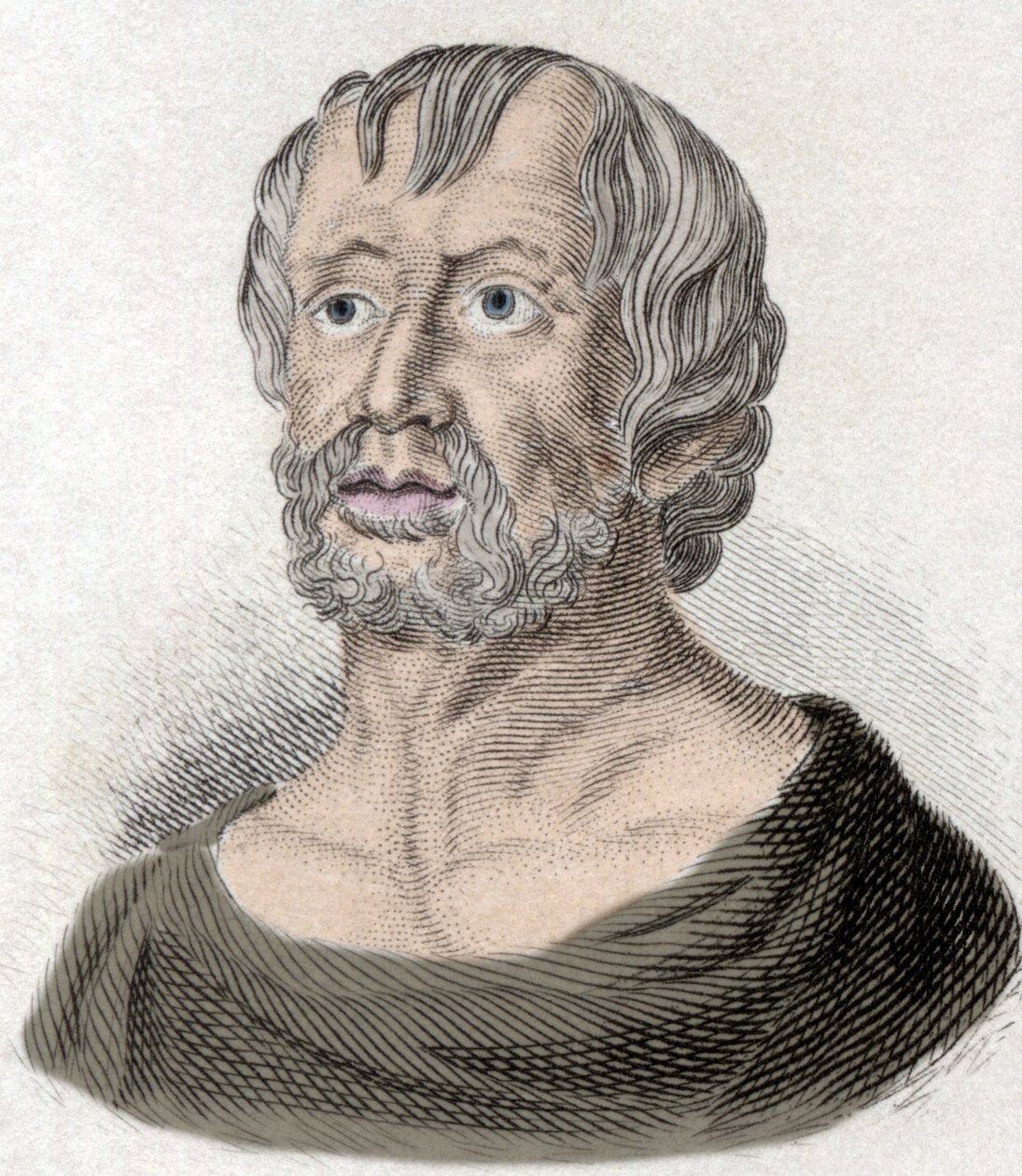 ストア派の哲学者であり、劇作家であり、ローマの政治家であるセネカ（Lucius Annaeus Seneca、紀元前4年～紀元後65年、JC）の肖像。 作： 無名の画家