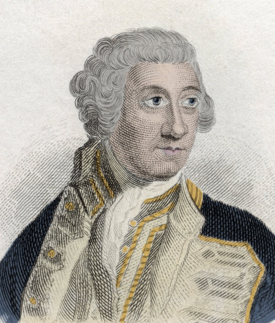 英国王立海軍の提督であり、第一卿であったサー・チャールズ・サンダース（1715年頃～1775年）の肖像。19世紀のエングレーヴィング。 作： 無名の画家