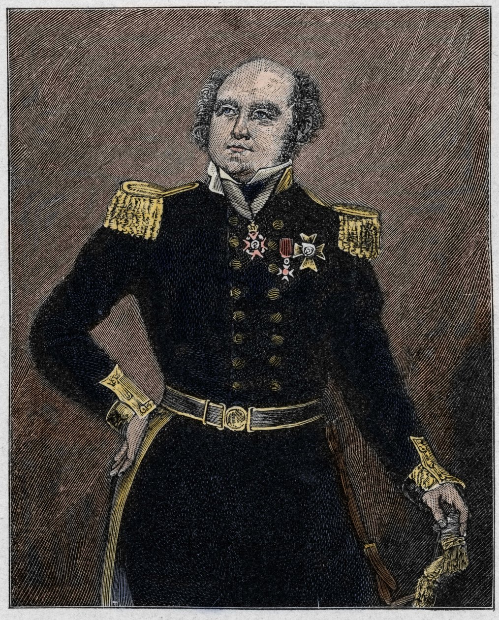 ジョン・フランクリン卿（1786-1847）海軍士官、イギリスの探検家の肖像。 作： 無名の画家