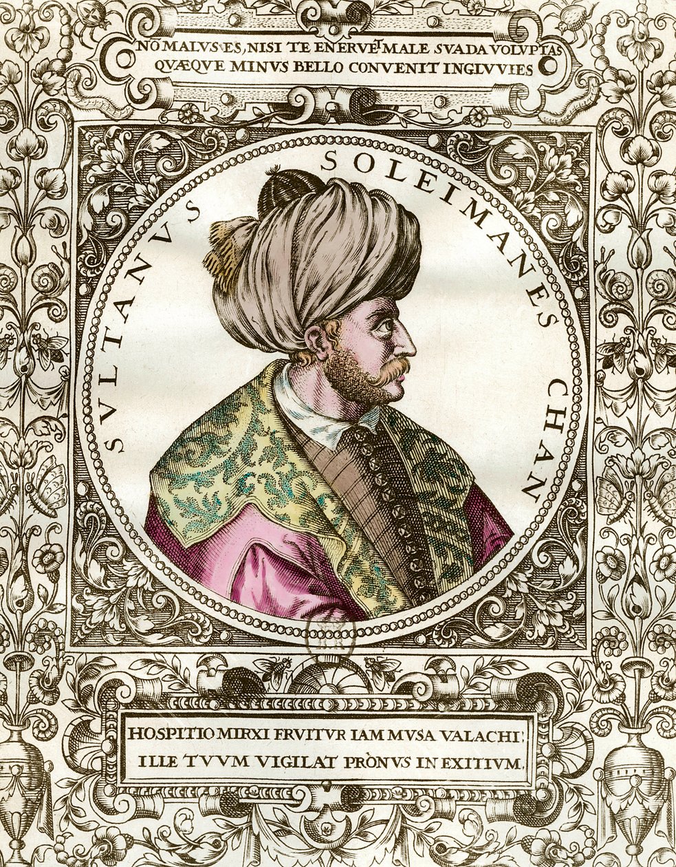 ソリマン・マグニフィセント（1494-1566）オスマン帝国のスルタンの肖像。16世紀のエングレーヴィング。個人蔵。 作： 無名の画家