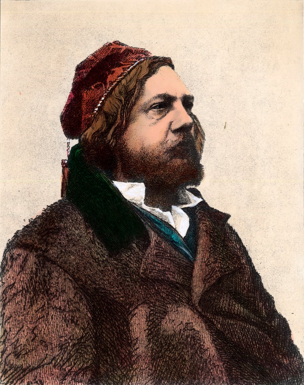 フランスの詩人、小説家、美術評論家であるTheophile Gautier (1811 - 1872)の肖像。19世紀のエングレーヴィング。個人蔵。 作： 無名の画家