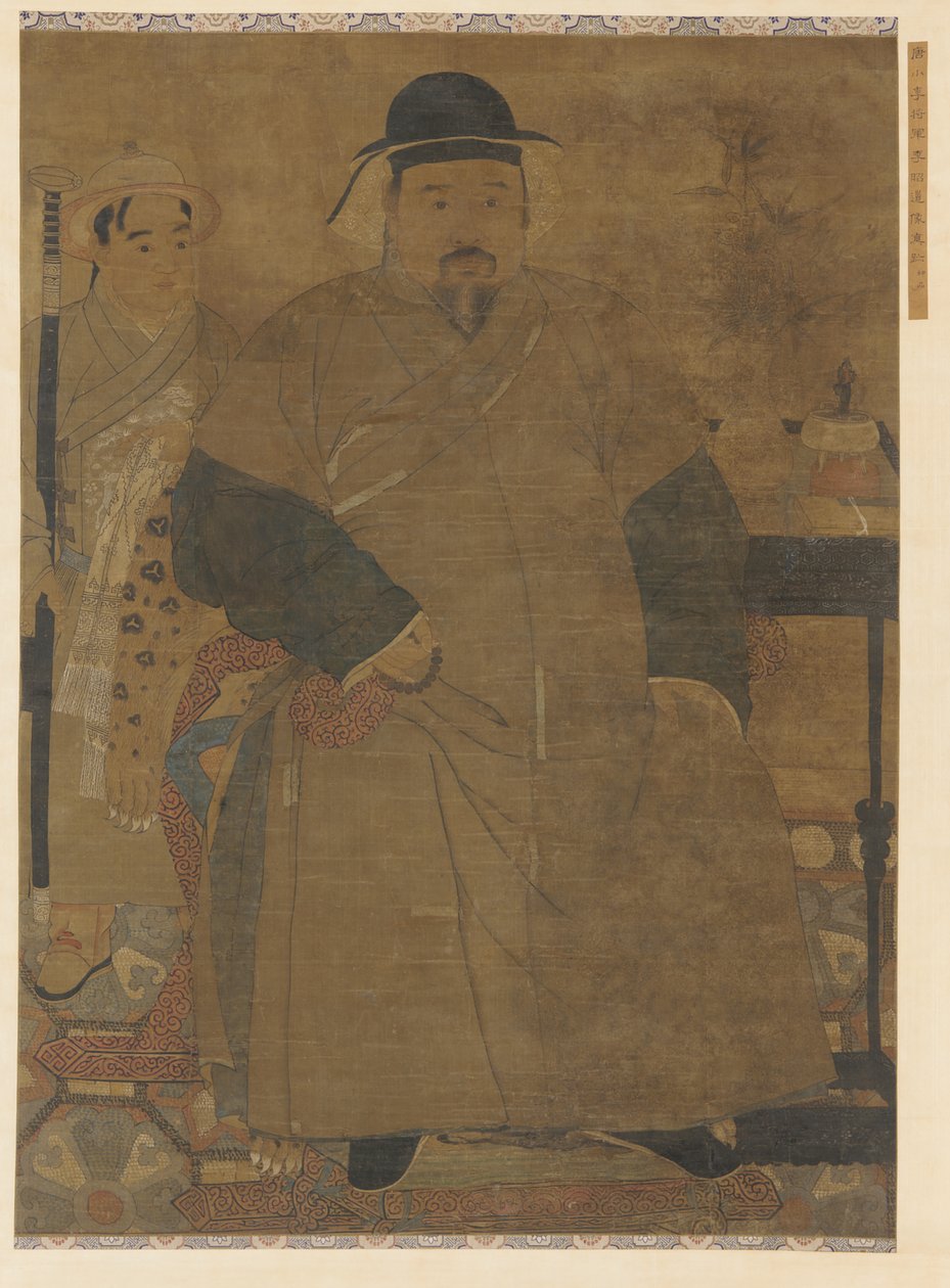 男と彼のしもべの肖像 作： 無名の画家