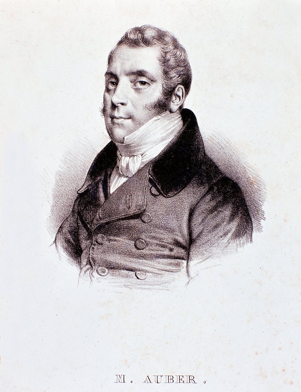イギリスの作曲家ダニエル・フランソワ・エスプリ・オーベル（1782-1871）の肖像 エングレーヴィング。19世紀ミラノ、ビブリオテカデルコンセルバトリオ 作： 無名の画家