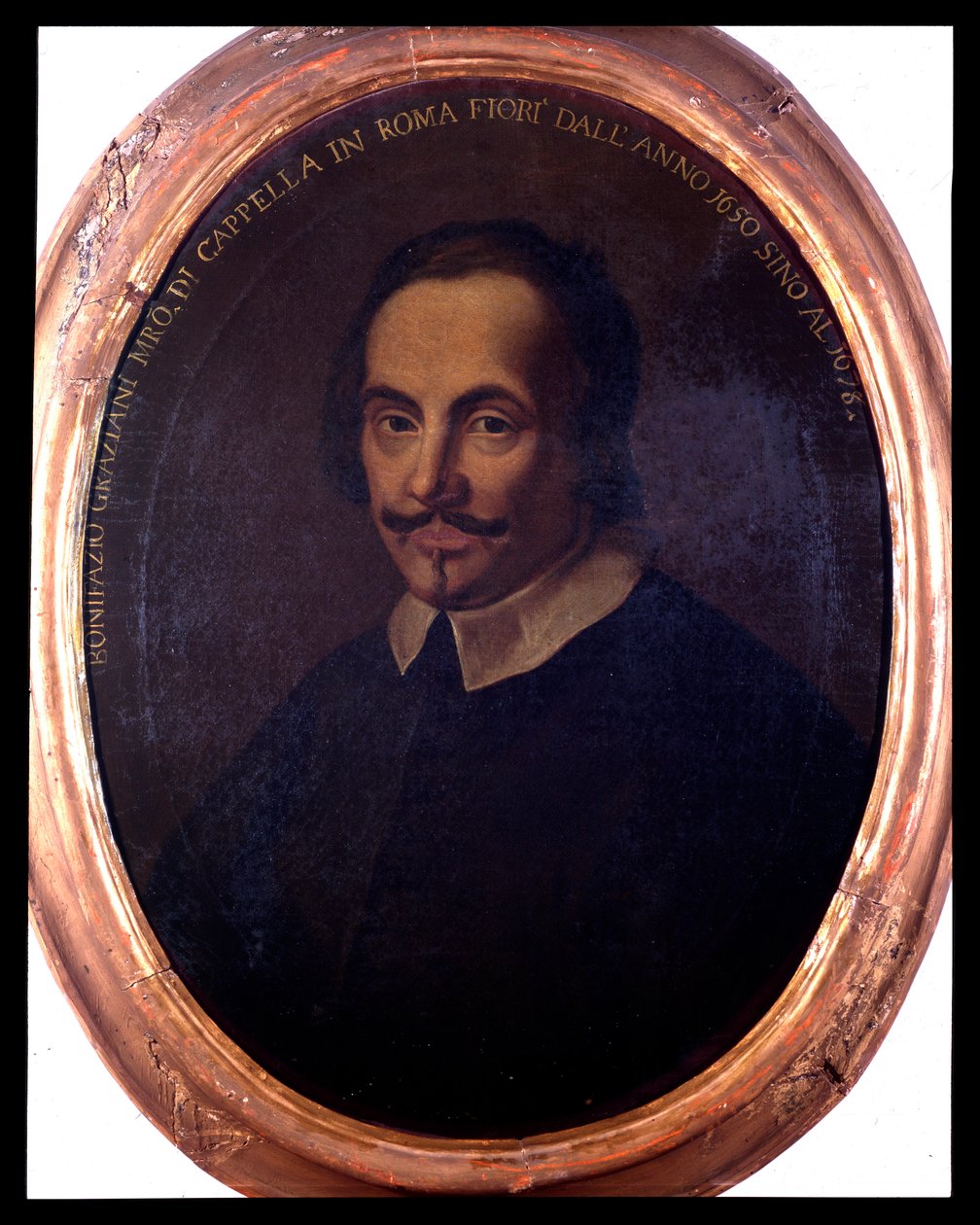 イタリアの作曲家ボニファツィオ・グラツィアーニ（1604/1605-1664）の肖像 無名の絵画。18世紀ボローニャ、Civico museo Museo Museo Bibliografico 作： 無名の画家