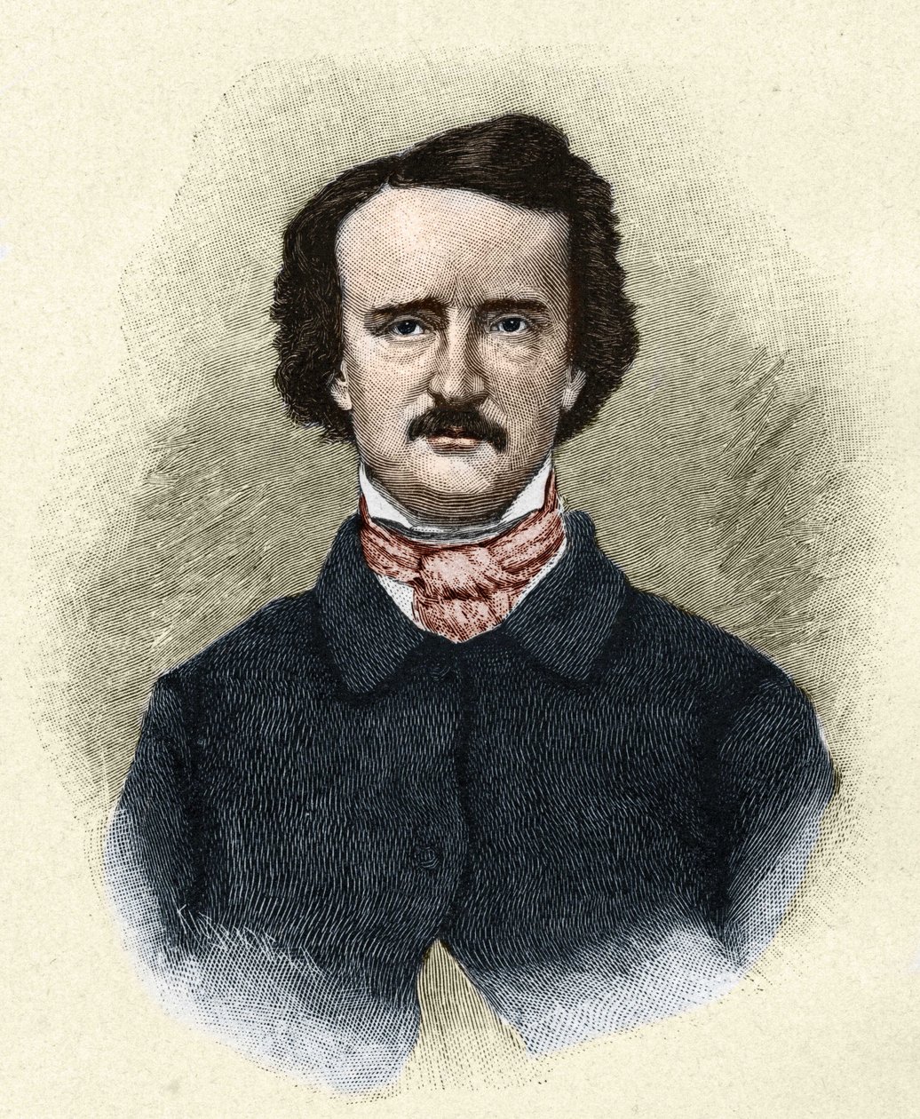 アメリカの作家、エドガー・アラン・ポー（1809～1849）の肖像。 作： 無名の画家