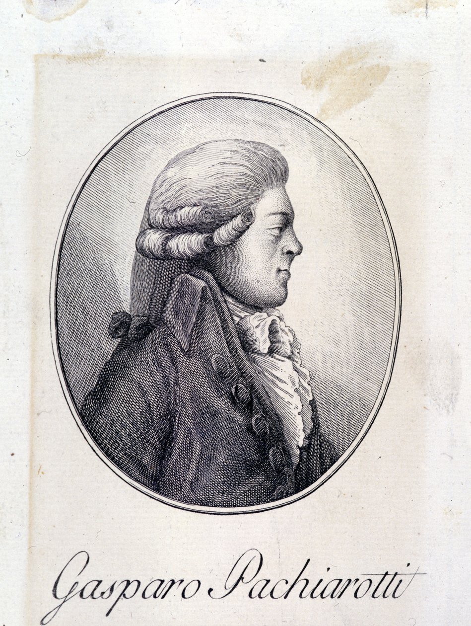 イタリアの去勢者Gasparo Pacchierotti（Pacchiarotti）（1740 - 1821）の肖像。19世紀のエングレーヴィング。 作： 無名の画家