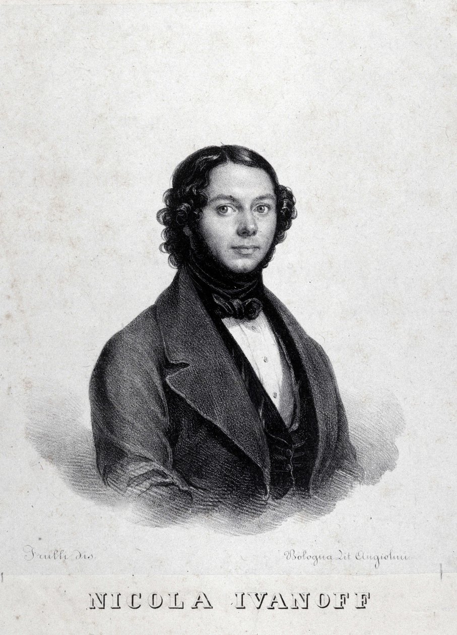 ロシアの歌手、ニコラ・イヴァノフ（Nikolai Kuzmiv Ivanov 1810-1880）の肖像。 作： 無名の画家