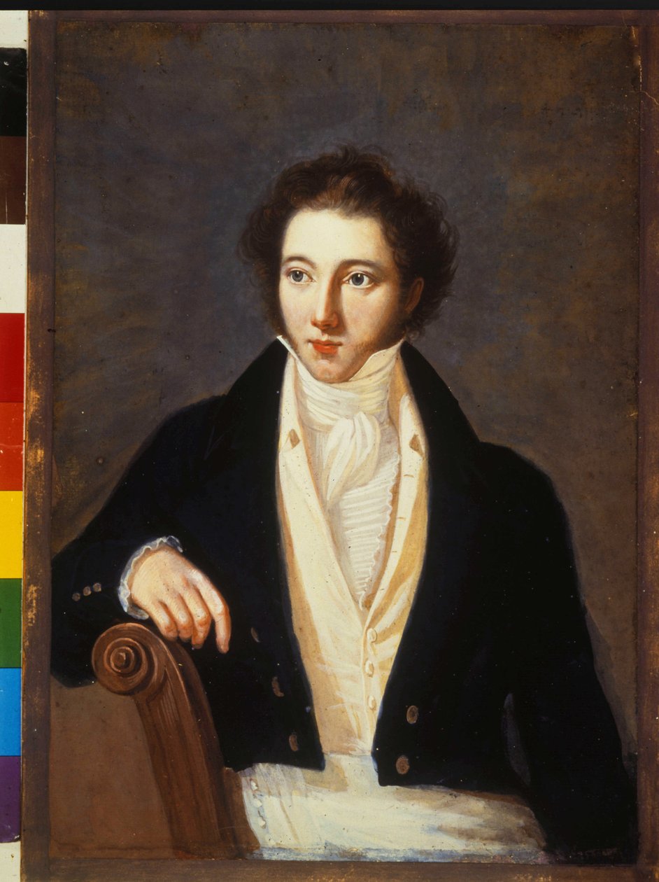 作曲家ヴィンチェンツォ・ベリーニ（1801-1835）の肖像。匿名の絵画
