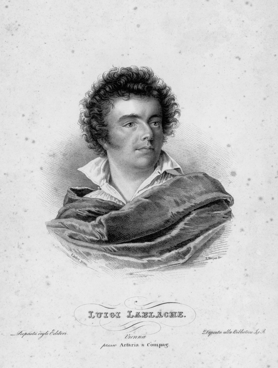 フランスのオペラ歌手ルイジ・ラブラッシュ（1794-1858）の肖像 19世紀のエングレーヴィング 作： 無名の画家
