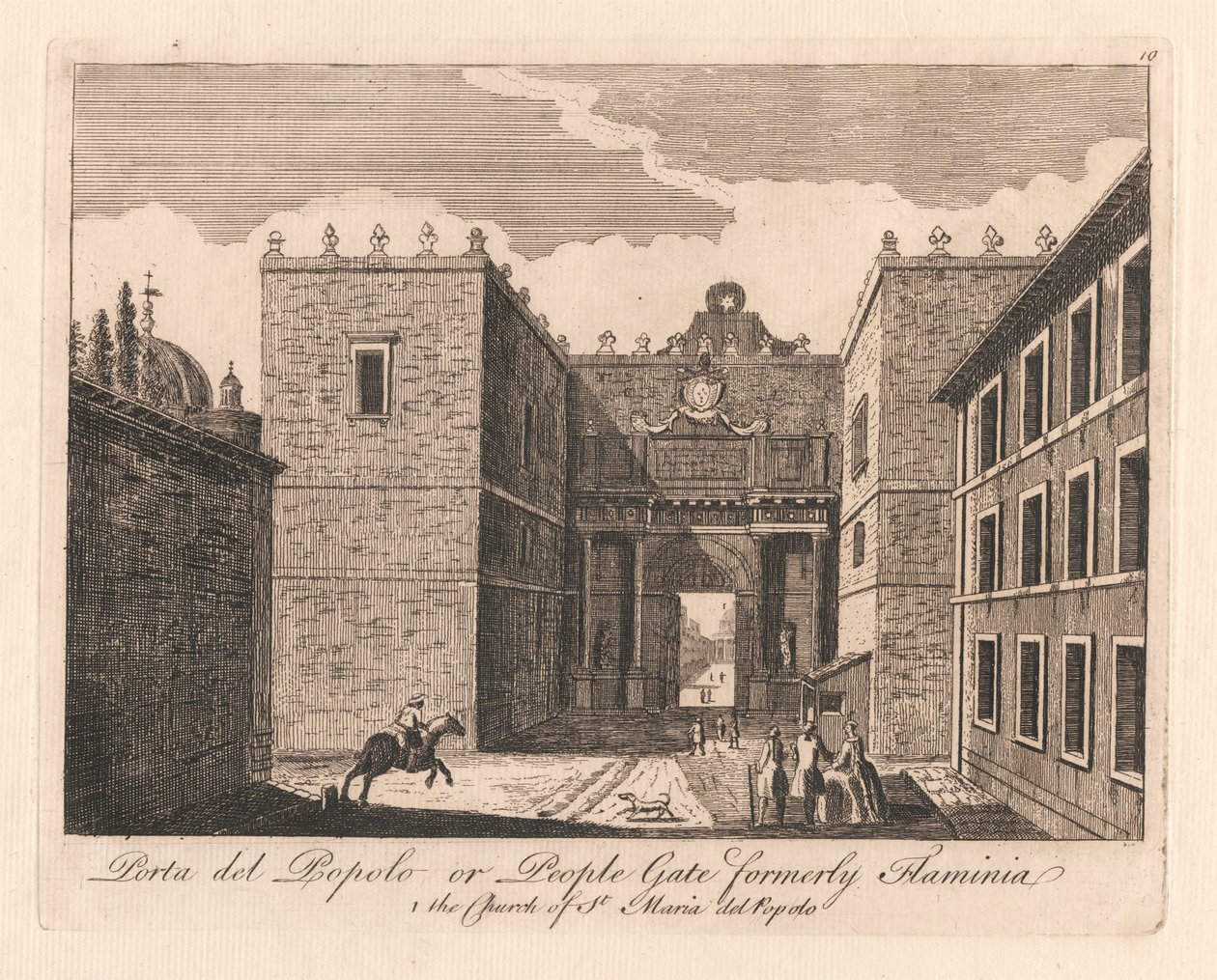 Prota del Popolo ou People Gate anteriormente Flaminia: 1. a Igreja de St. maria del Popolo 作： 無名の画家