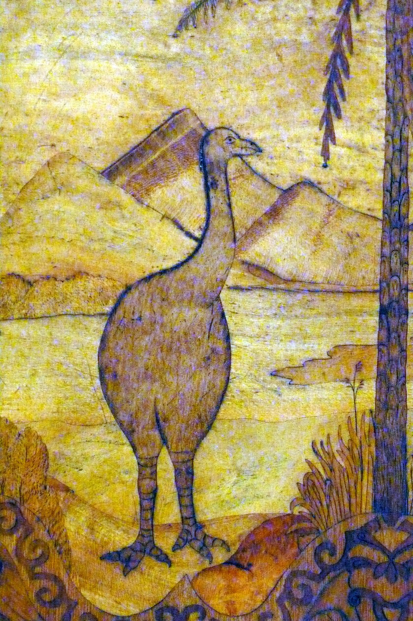 ニュージーランドのモア（空を飛べない巨大な鳥）を表現しています。18世紀 作： 無名の画家