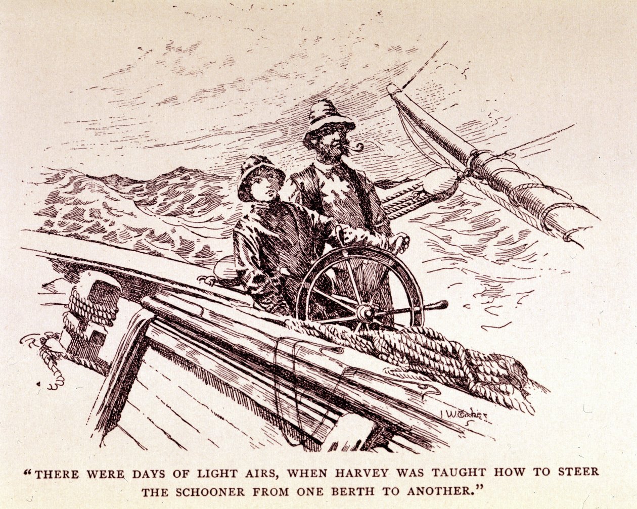 ラドヤード・キップリング"Captains courageous", New York 1899 (e.g. engraving) 作： 無名の画家