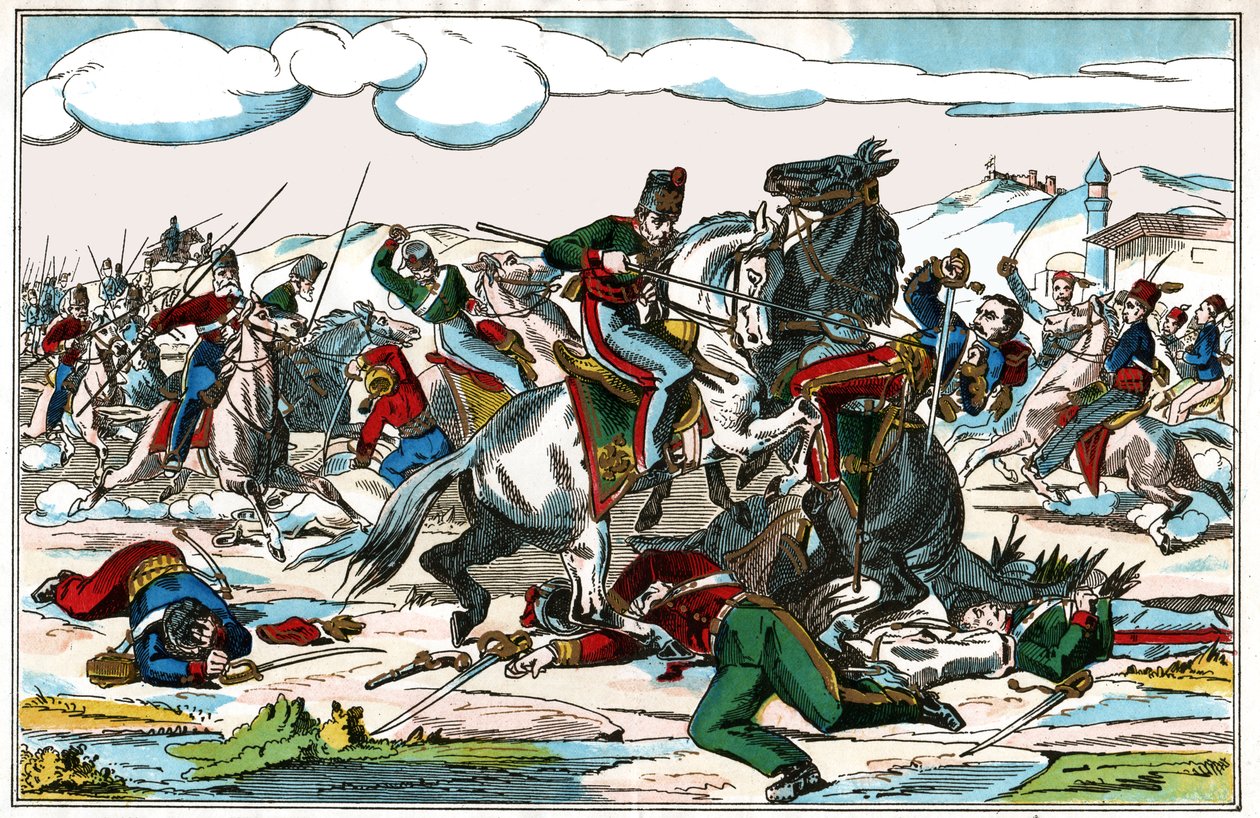 ロシア・トルコ戦争。(イラスト、1880年頃) 作： 無名の画家