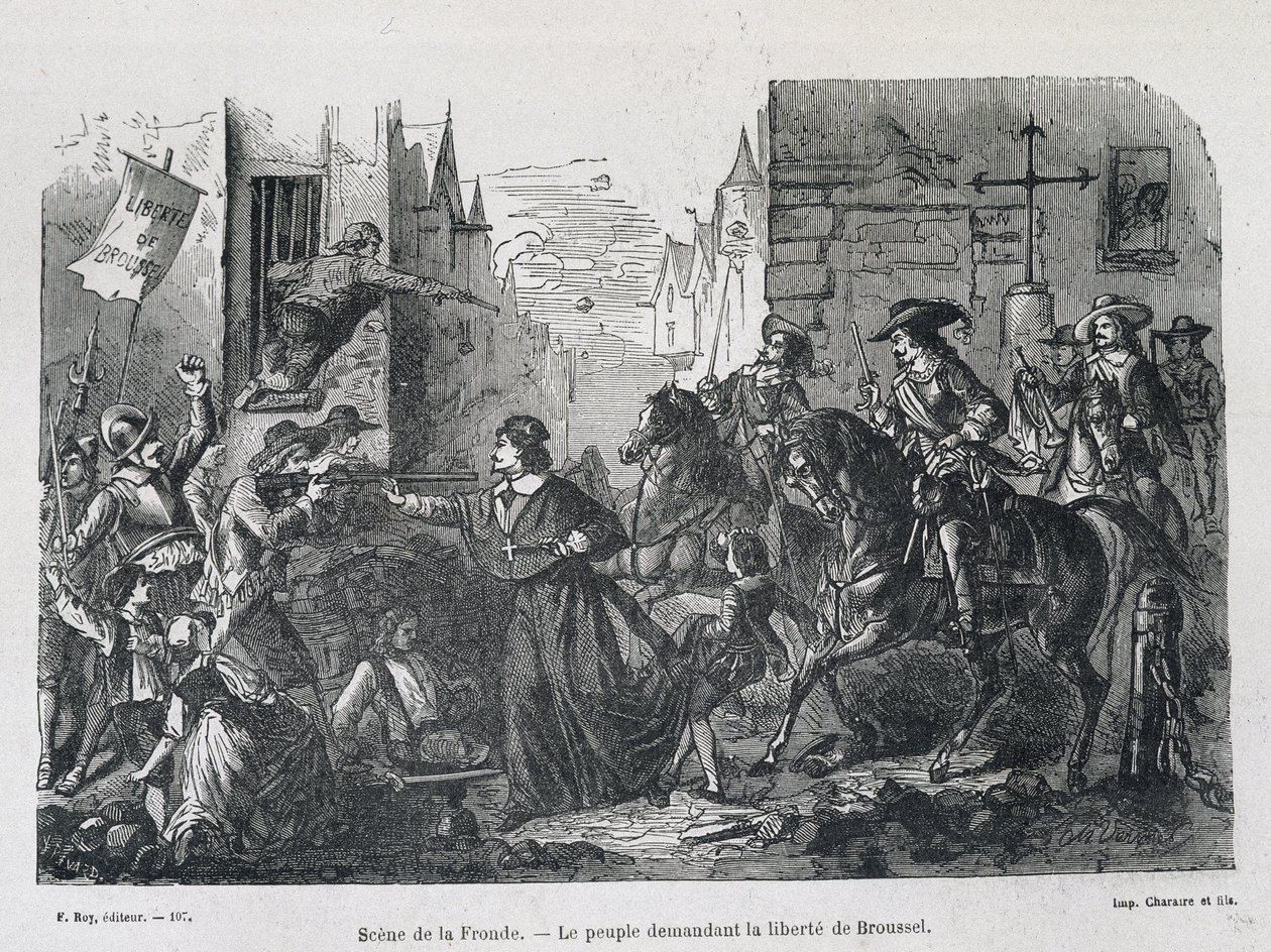 スリングシーン - 1648年、ブローゼルの自由を求める人々 作： 無名の画家
