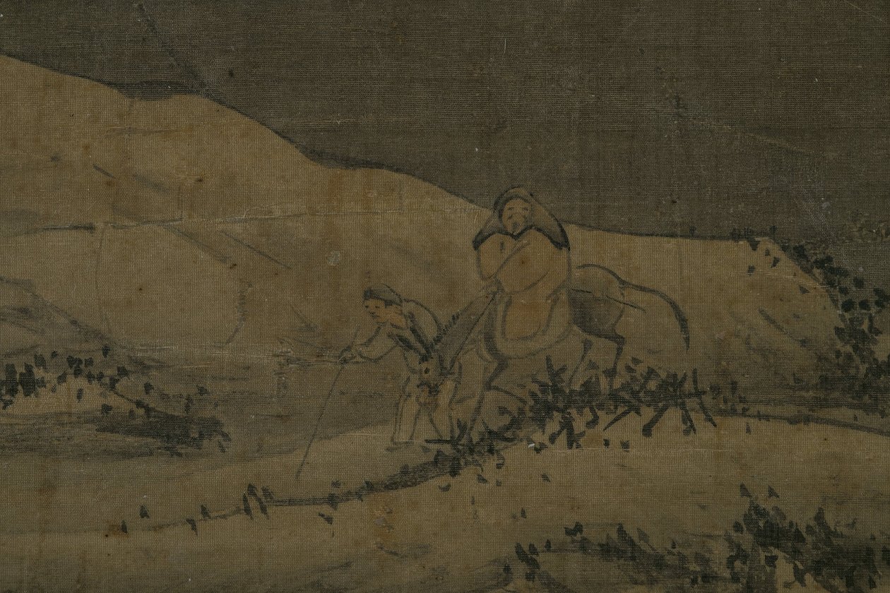 雪景色、1368年から1644年の間（墨、絹） 作： 無名の画家