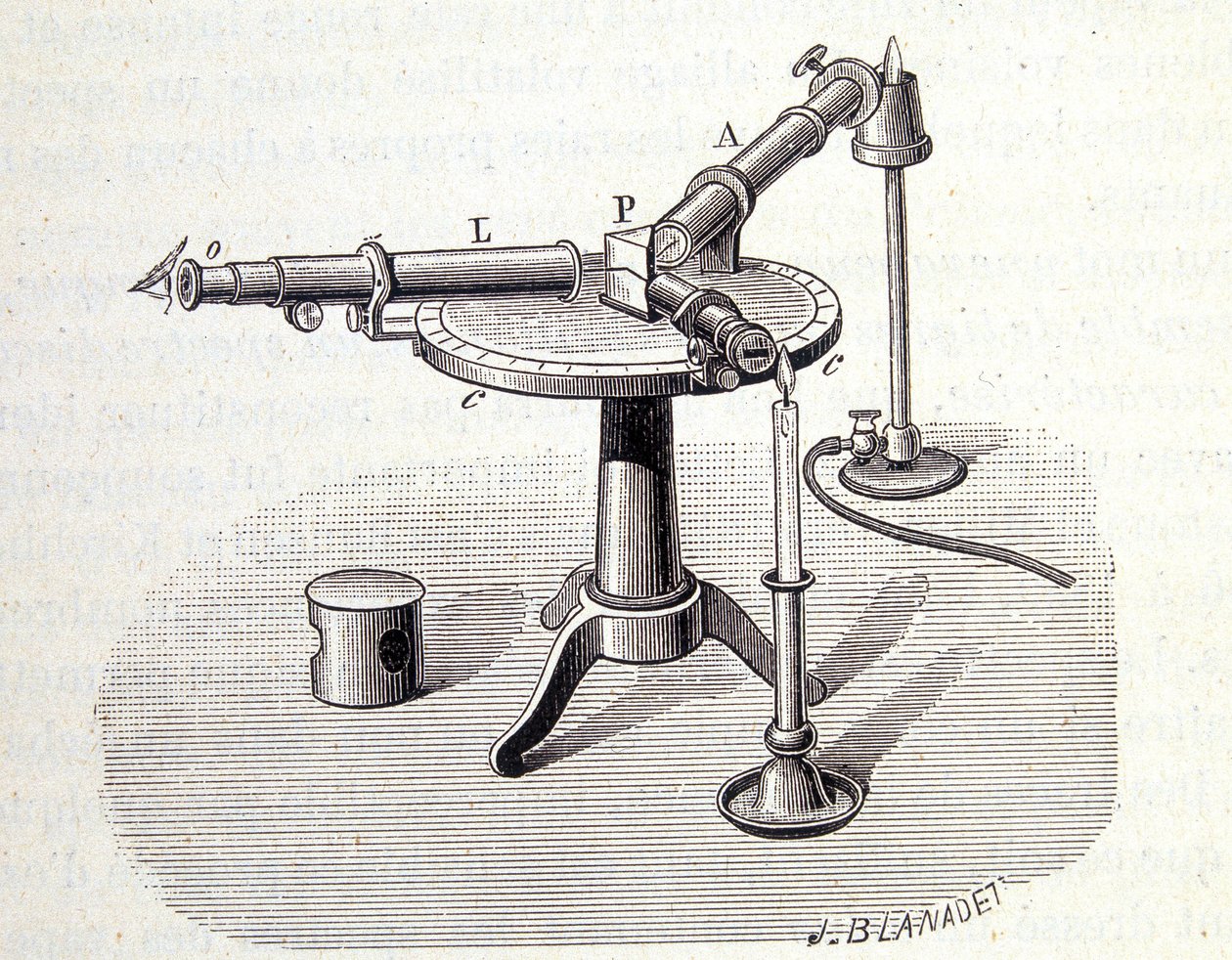 ブンゼンとキルヒャフの分光器 - Emile Desbeauxの "Physique populaire "に掲載、Flammarion社 作： 無名の画家