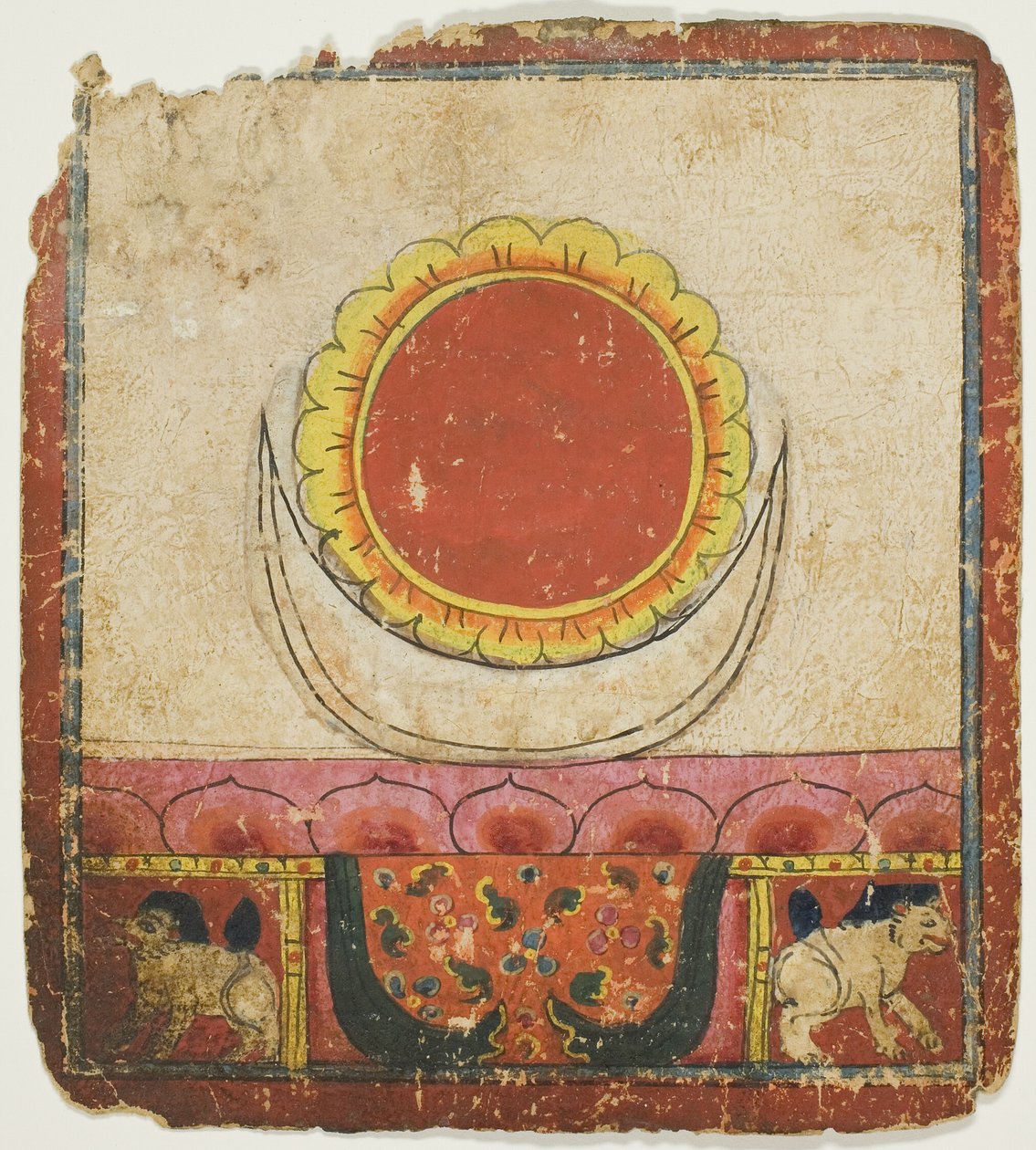 ライオンの玉座に座る太陽、月、蓮（イニシエーション・カード一式より）（ツァカリ 作： 無名の画家