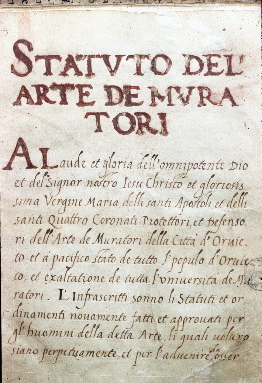 Table des Corporations、イタリア、オルヴィエート市のメイコンの状況 作： 無名の画家