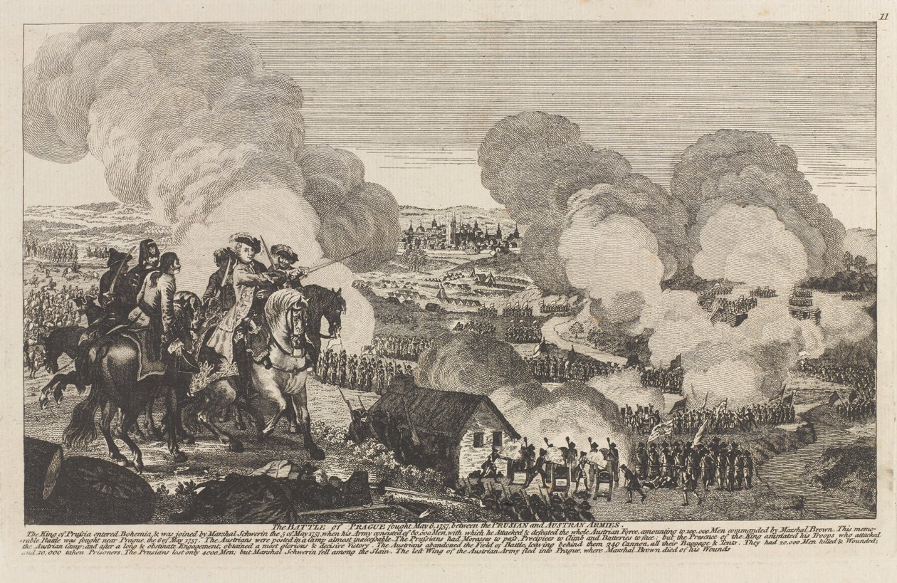 プラハの戦い、1757年5月6日（線刻画 作： 無名の画家