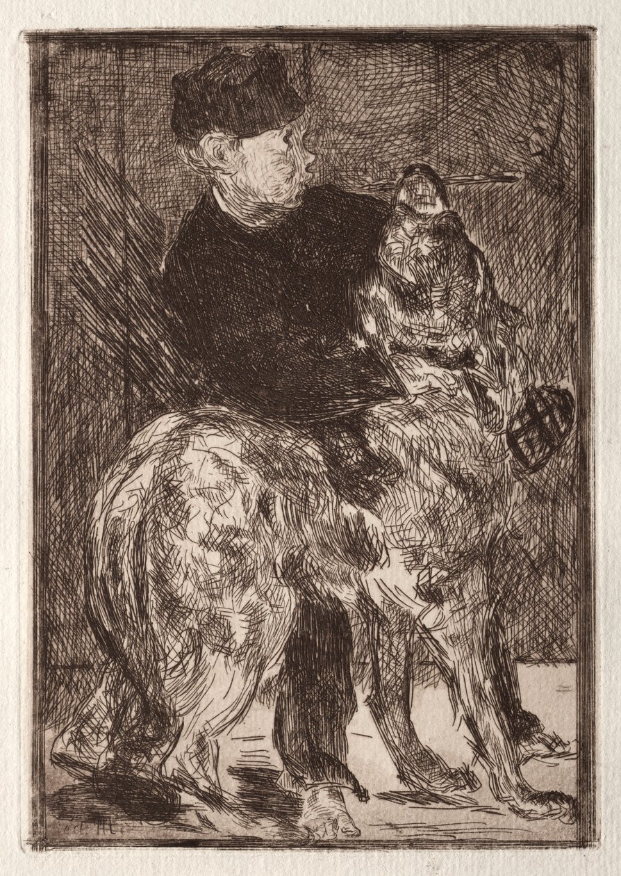 犬を連れた少年 作： 無名の画家