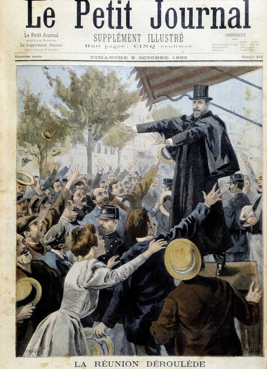 デルーレの会合愛国者同盟の創設者の一人、ポール・デルーレ（1846-1914）の演説-1898年10月の「愛国者ジャーナル」にて 作： 無名の画家