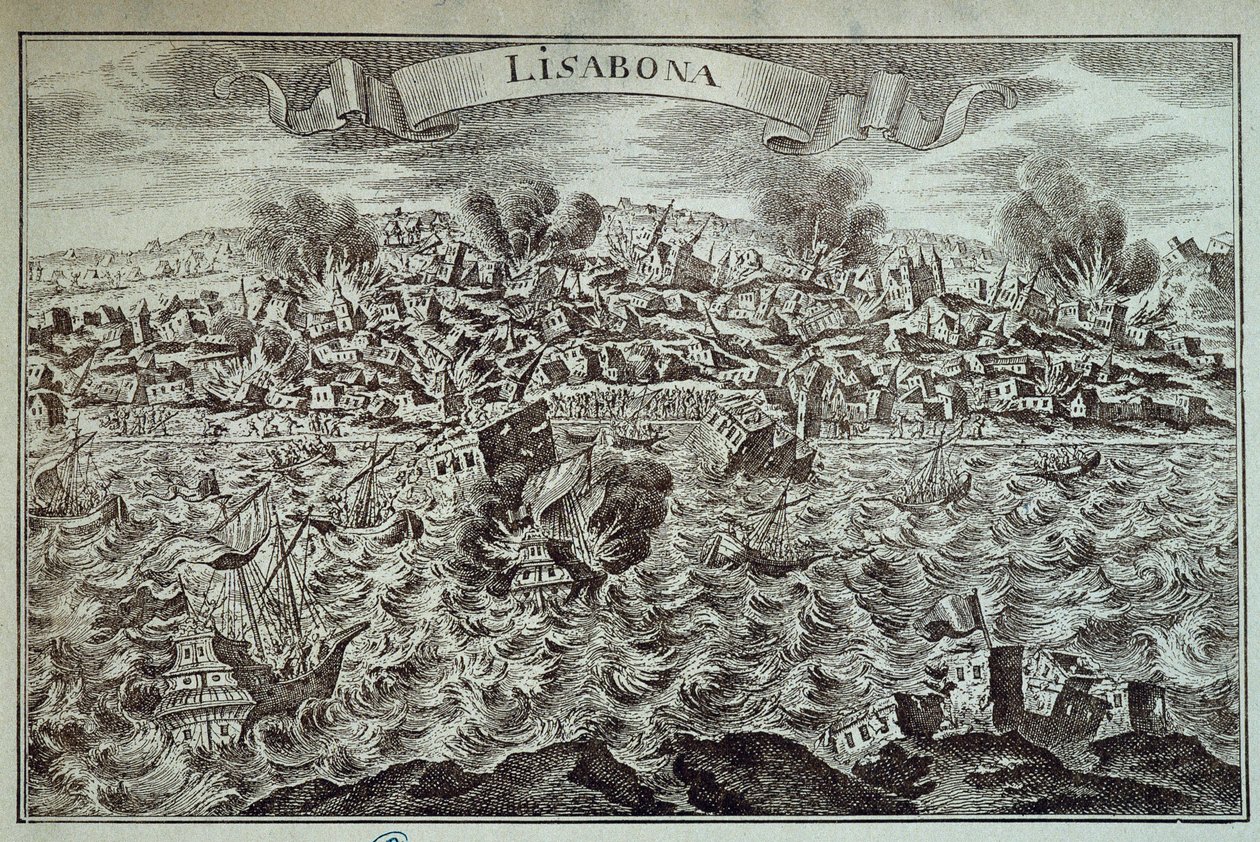 1755年のリスボン地震。 作： 無名の画家