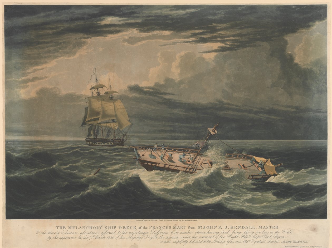 1826年3月7日、セント・ジョンズ発フランシス・メアリー号の沈没......。 作： 無名の画家