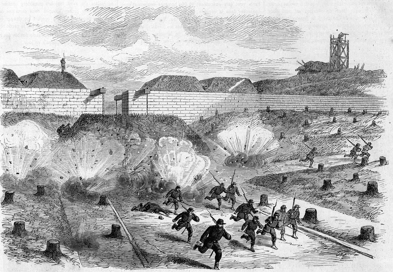 1871年のパリ・コミューン。1871年、コミューンの連合軍によるオートゥイユ門の砲撃。 作： 無名の画家