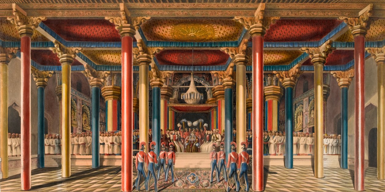 1840年2月、マドラス近郊のタンジョール・ダルバール（水彩画 作： 無名の画家