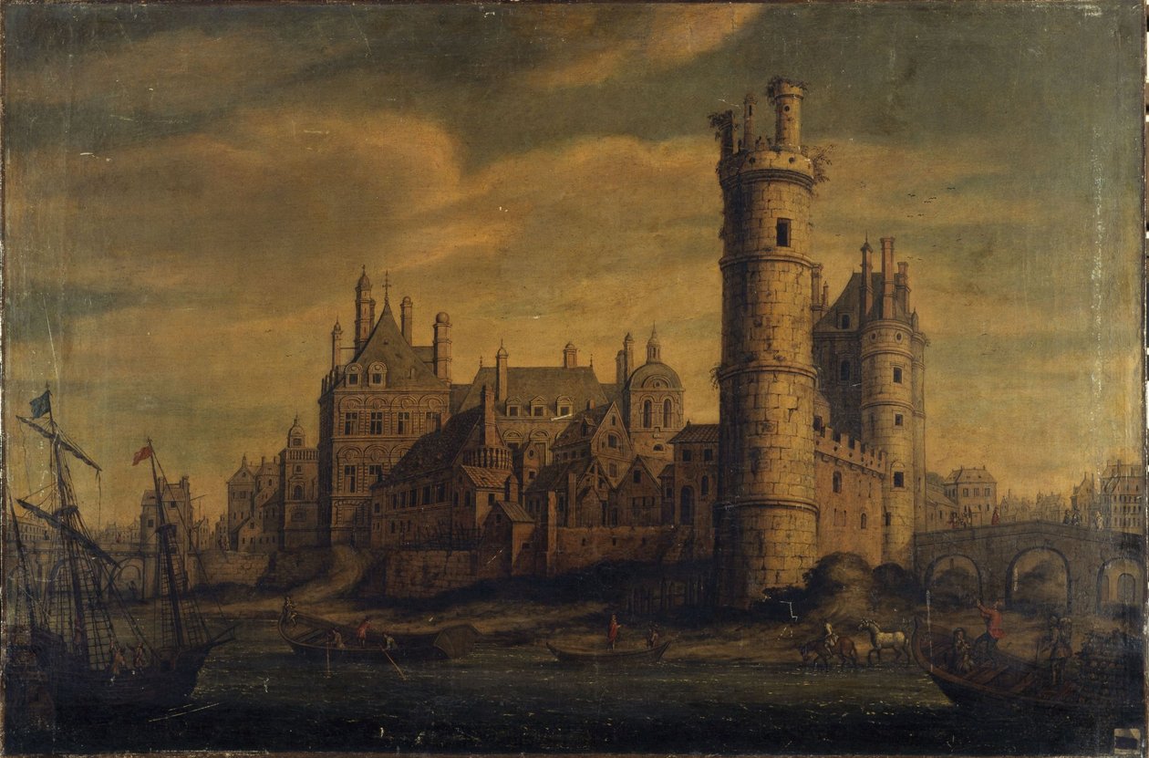 ネスルの塔と門、オテル・ド・ヌヴェール、1650年頃（油彩・カンヴァス） 作： 無名の画家