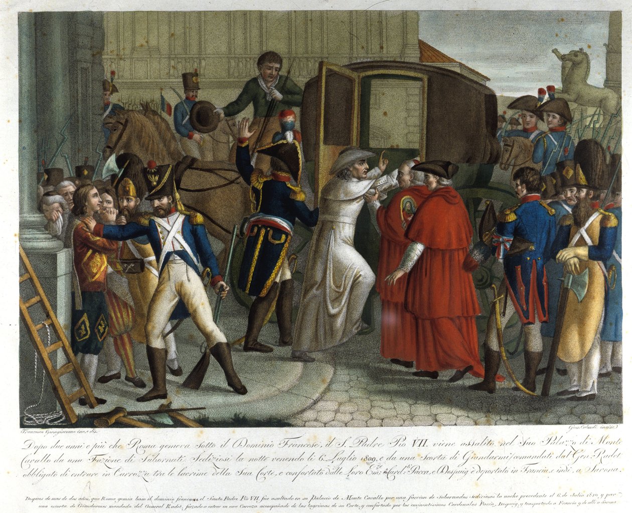 1809年、サボナでピウス7世（1742-1823）が逮捕される。 作： 無名の画家
