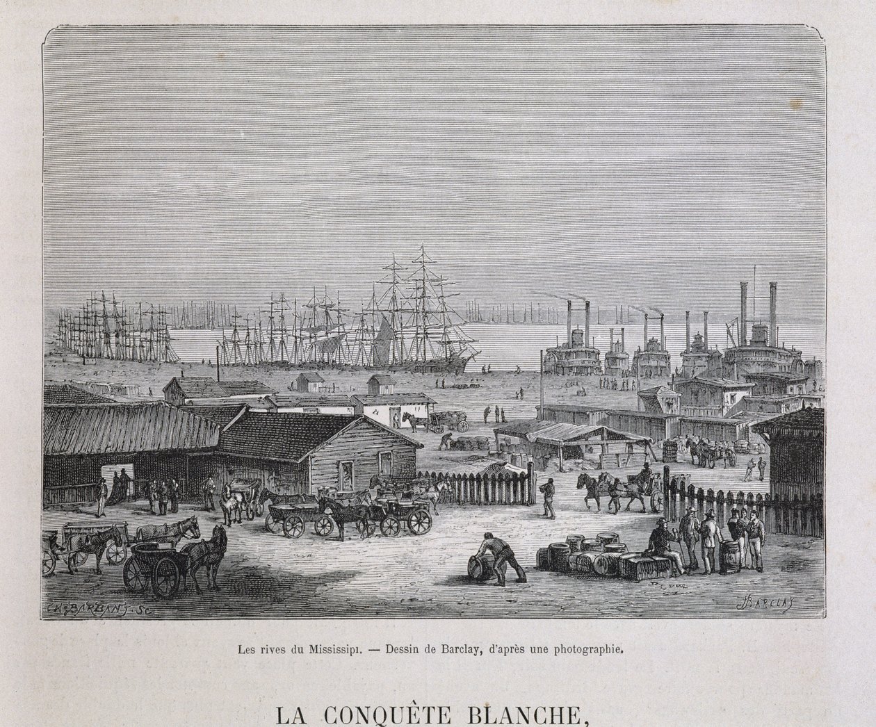 ミシシッピ川のほとり-「Le tour du monde」第2学期に掲載。1876 作： 無名の画家
