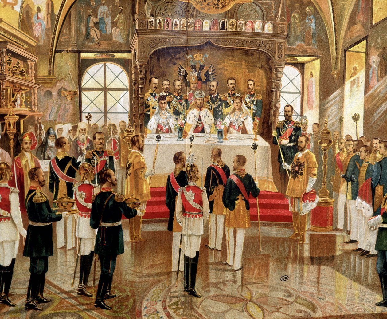 ロシアのモスクワで行われたイサー・ニコライ2世（1868-1918）の戴冠式 作： 無名の画家