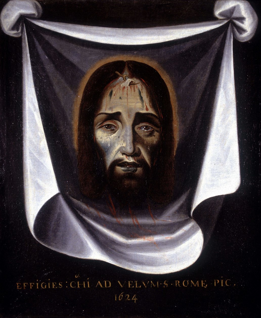 ローマの聖シルヴェスト教会に保存されているキャンバスに描かれたキリストの肖像画 作： 無名の画家