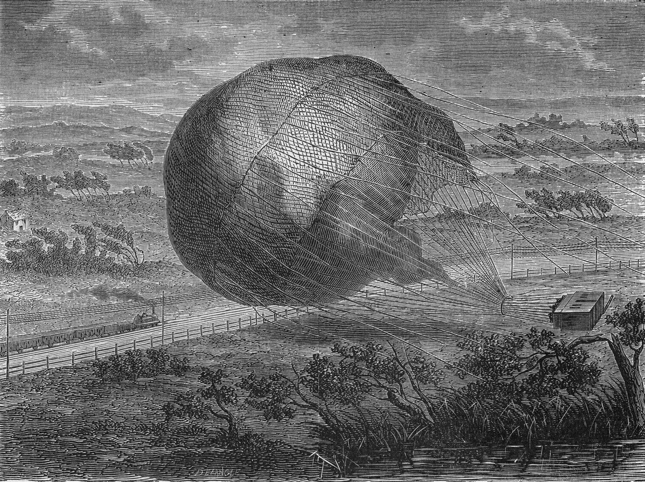 1863年、ハノーファー平原での舞踏会「ザ・ジャイアント」の落下事故。ジュール・ゴダールとルイ・ゴダール、フェリックス・ナダールとその妻、フェルナン・モンゴルフィエとティリオン。科学のアルバム "に掲載されています（エディション・ジュベ 作： 無名の画家