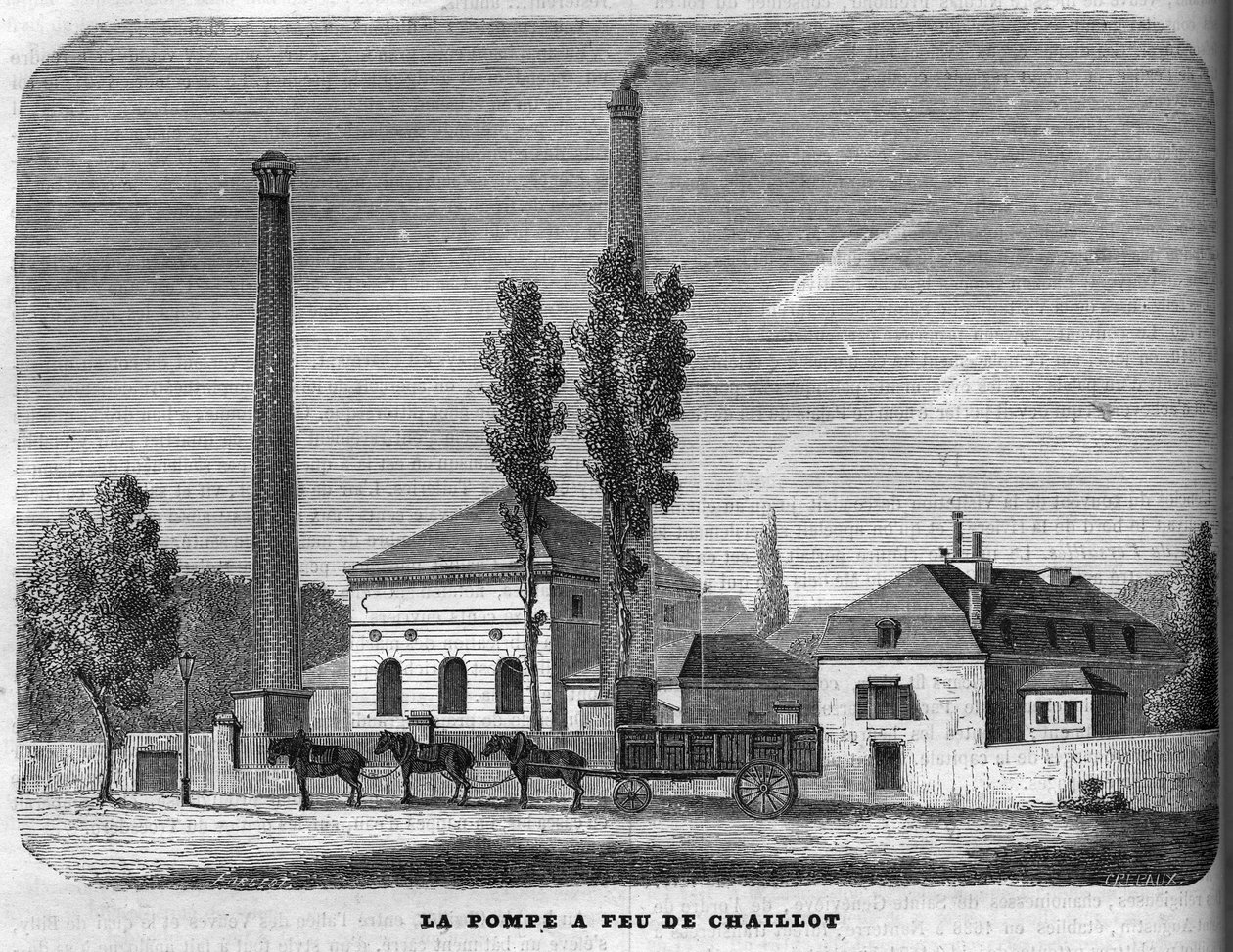 1858年のシャイヨーの消防ポンプ。 作： 無名の画家