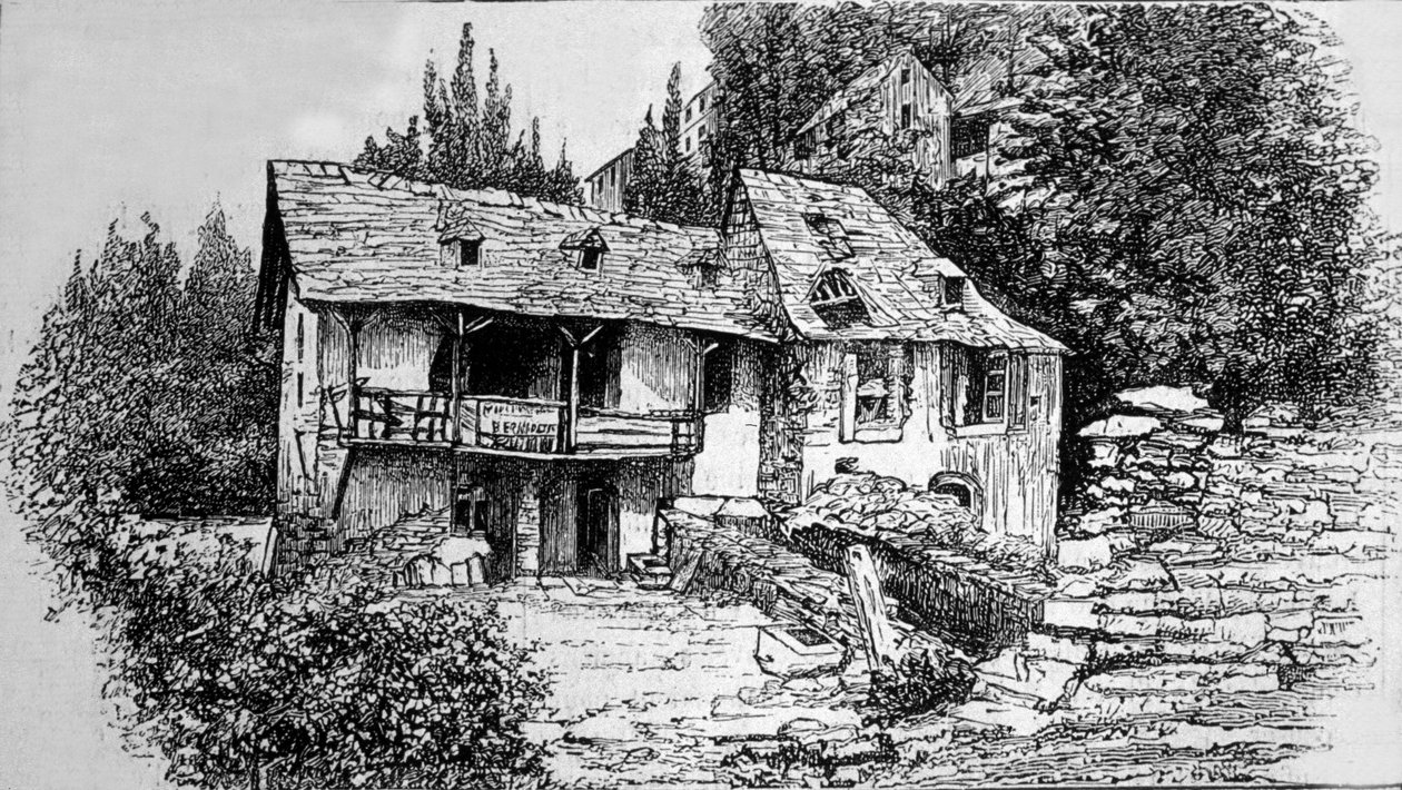 ルルドにあるベルナデット・スービロウス（1844-1879）の家。 作： 無名の画家