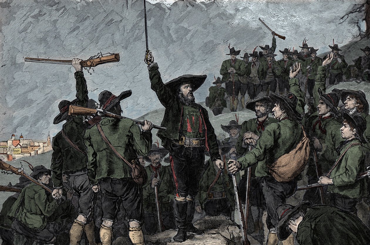 チロルの愛国者 Andreas Hofer (1767-1810) - 1809年のチロル（チロル人）の反乱：チロルの愛国者 Andreas Hofer 作： 無名の画家