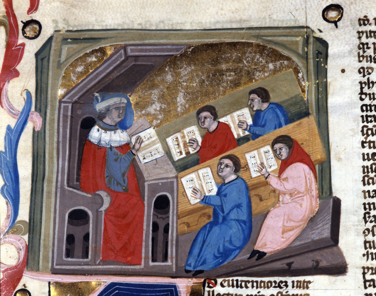 大学。14世紀の写本。Biblioteca Nazionale Braidense.ミラノ 作： 無名の画家